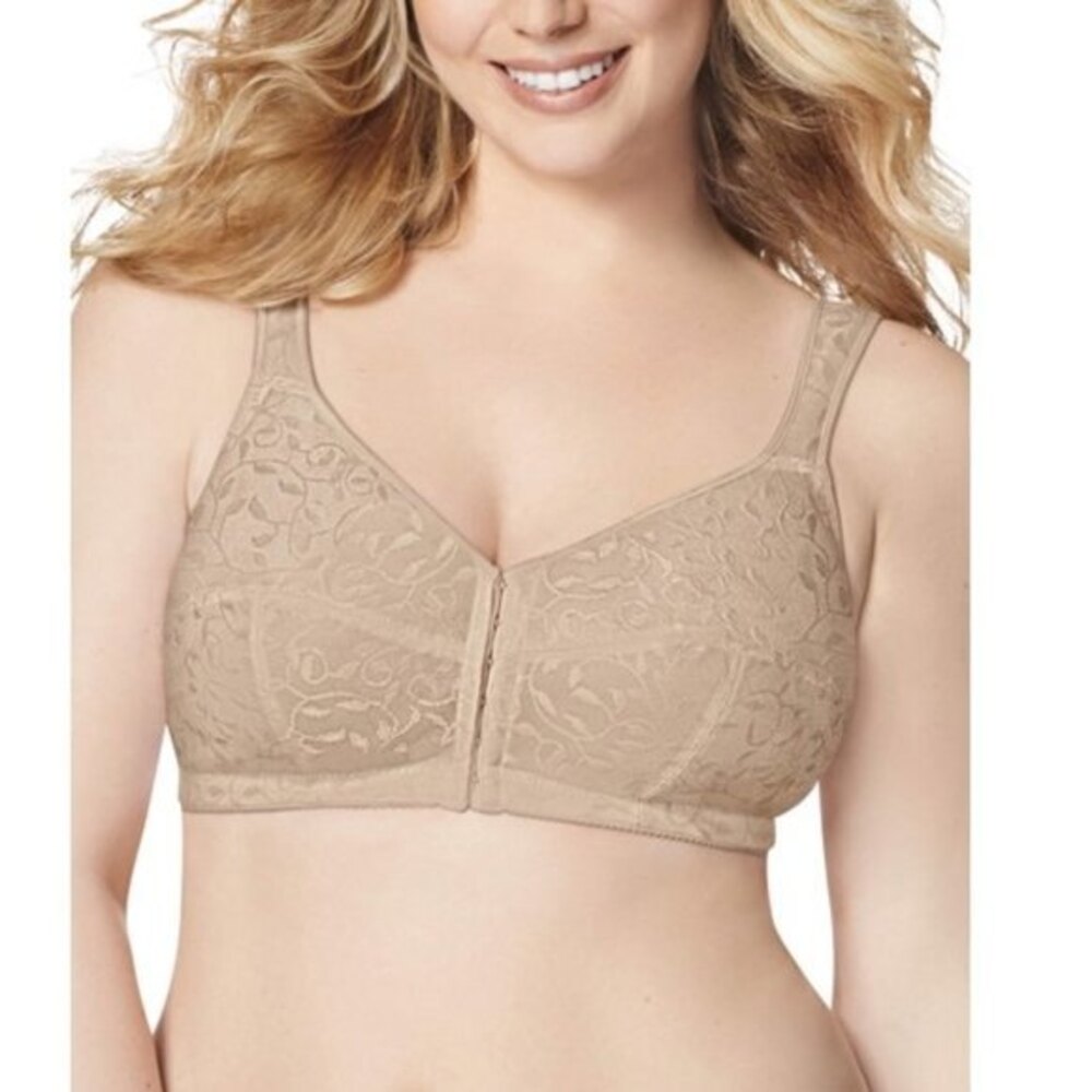 Just My Size Front Close Wire-Free Bra Nude Beige Sz 42DD NEW
